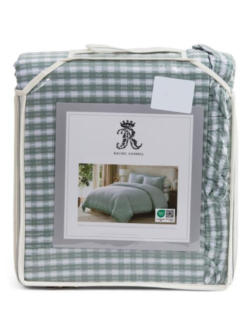 RACHEL ASHWELL Cotton Mini Gingham Seersucker Duvet Cover Set